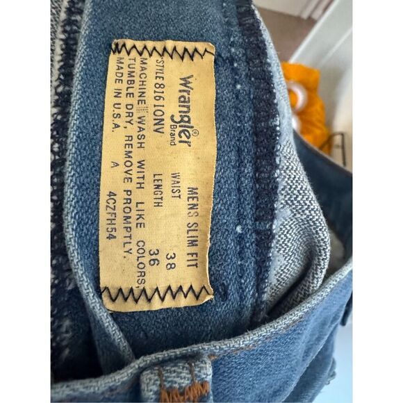 Vintage Wrangler Men’s Blue Slim Fit Denim Jeans sz 38/36 Western Rodeo USA - Picture 6 of 6